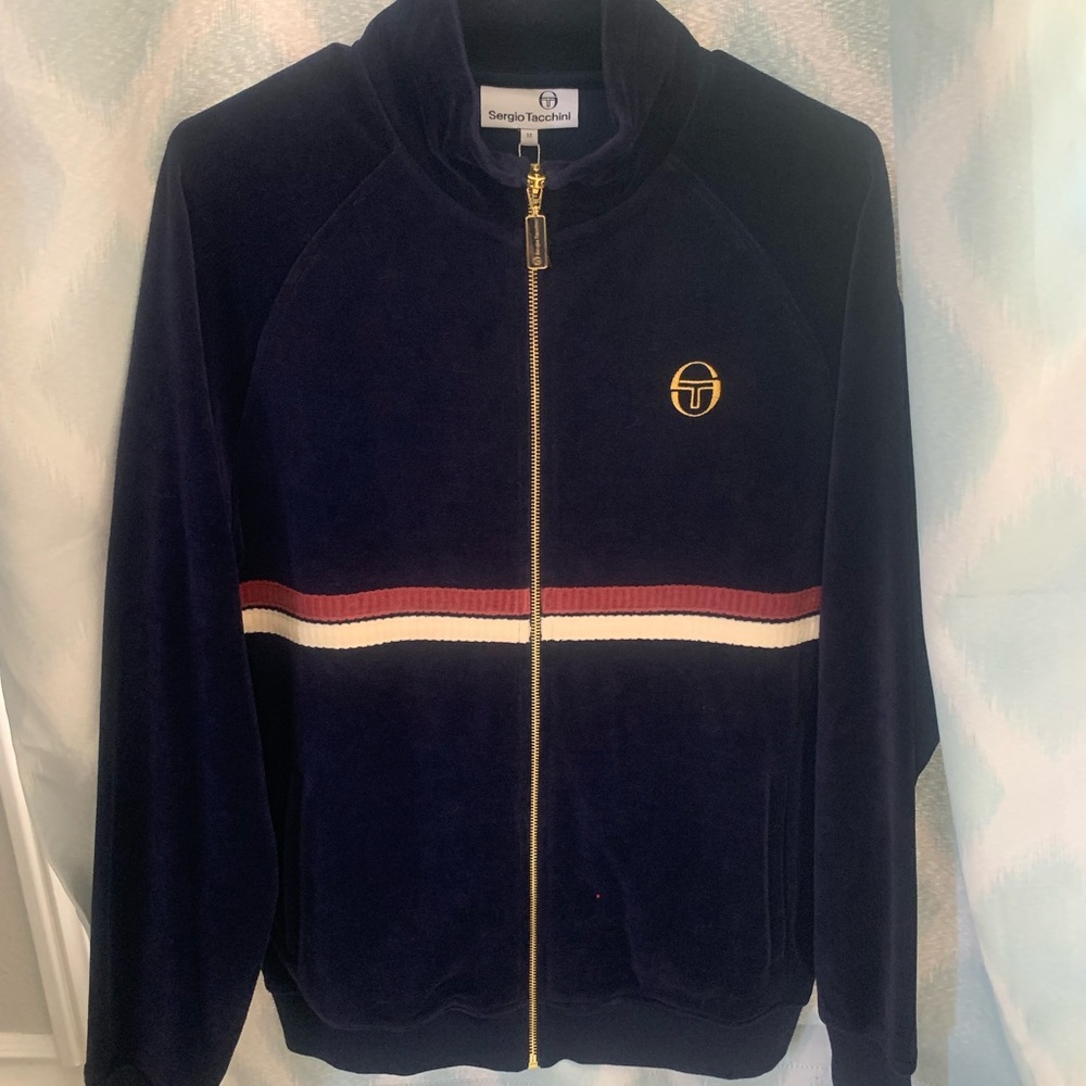 Sergio Tacchini Dark Blue Jacket with Red and White Accents